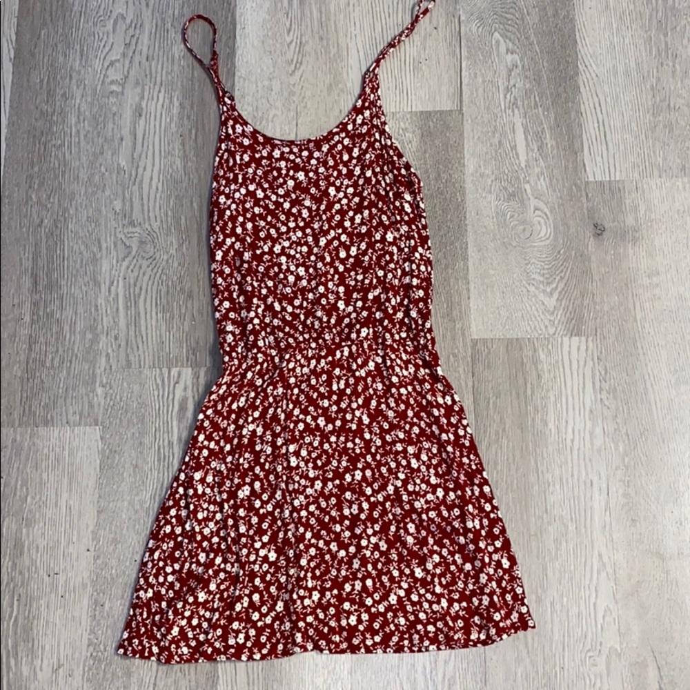 Burned orange /red and white floral dress.